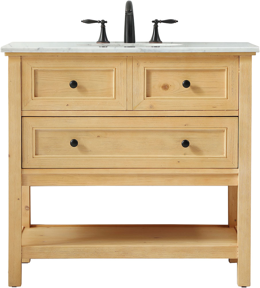 Elegant VF27036NW Metropolis Natural Wood Single Sink and Cabinet ...
