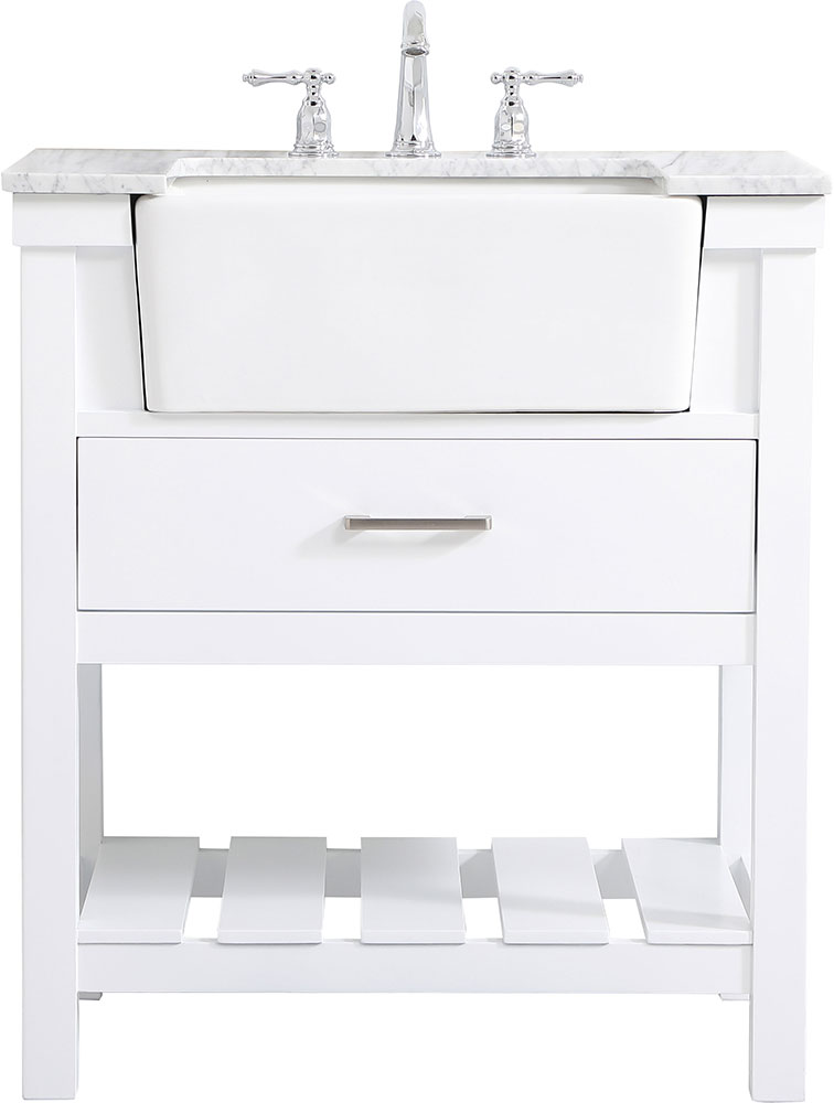 Elegant VF60130WH Clement Modern White Single Sink and Cabinet Powder ...