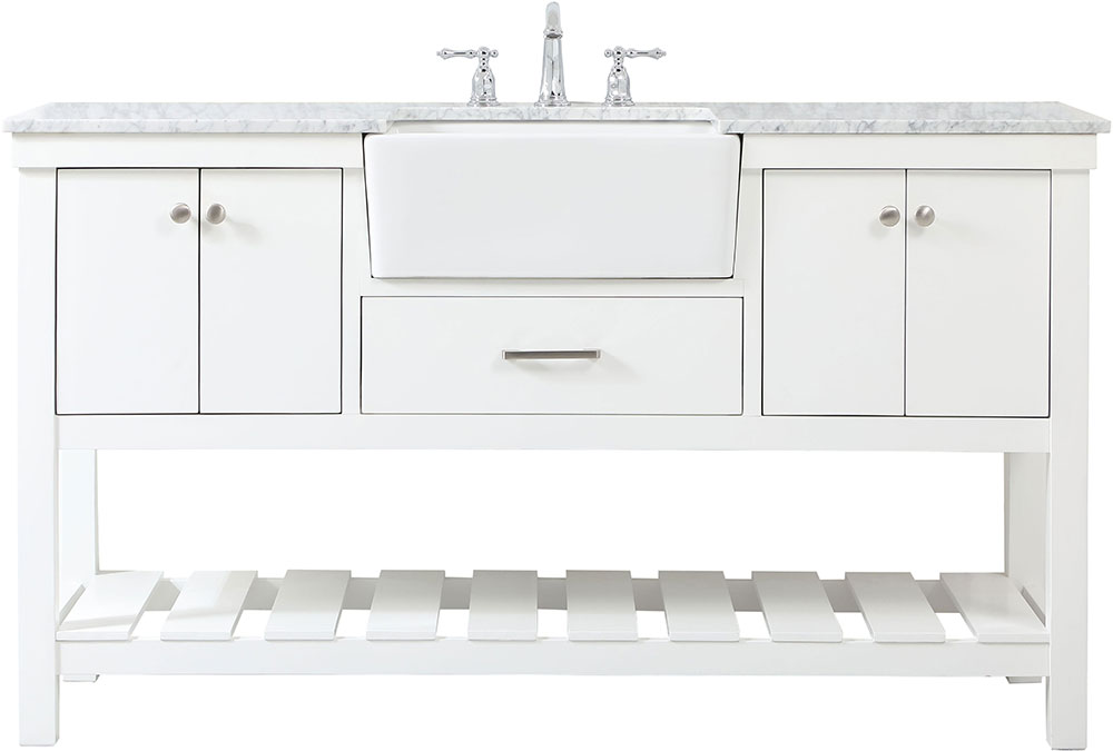 Elegant VF60160WH Clement Modern White Single Sink and Cabinet Powder ...