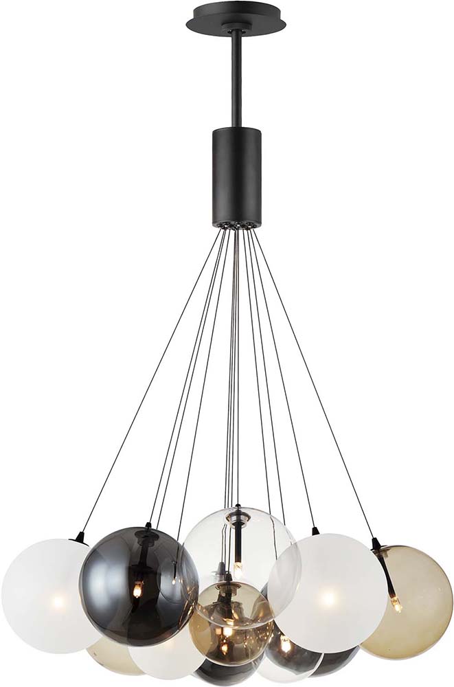 ET2 E25089148BK Burst Contemporary Black LED Multi Pendant Lighting