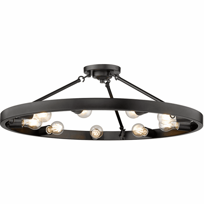 Golden Lighting 1019-9SF-BLK Castile Contemporary Matte Black Ceiling Light Fixture