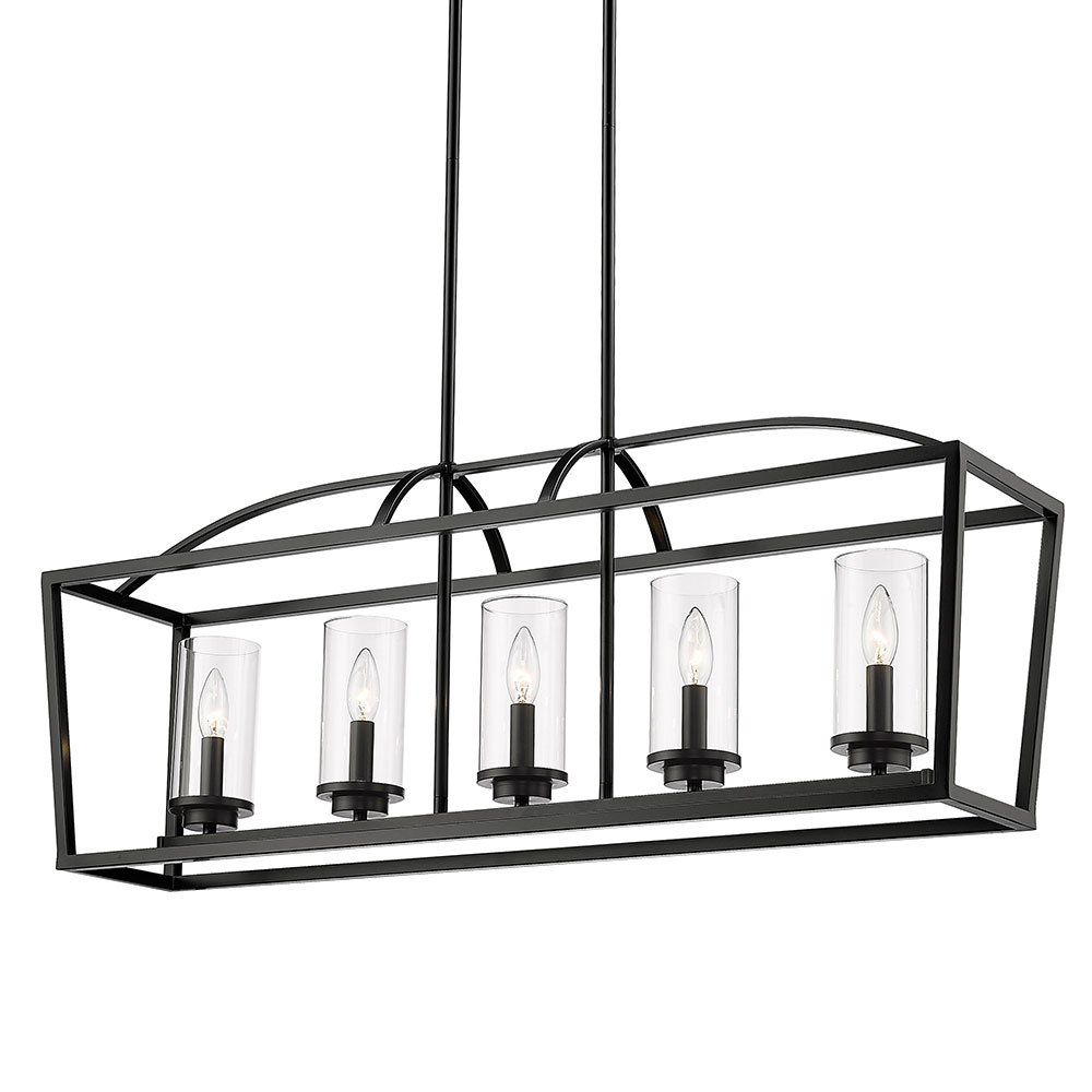 Golden Lighting 4309LP BLKBLKCLR Mercer Matte Black Kitchen Island