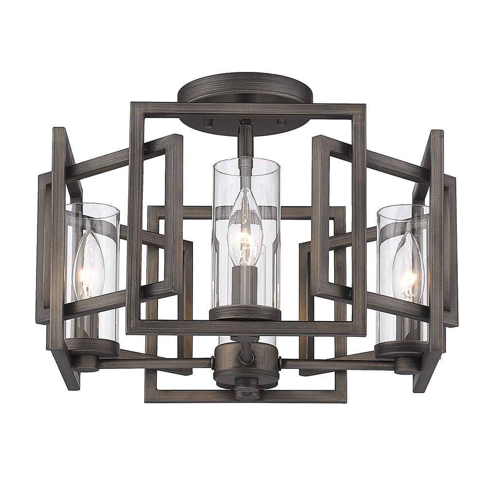 Golden Lighting 6068FM GMT Marco Modern Gunmetal Bronze Flush Mount Ceiling Light Fixture GOL