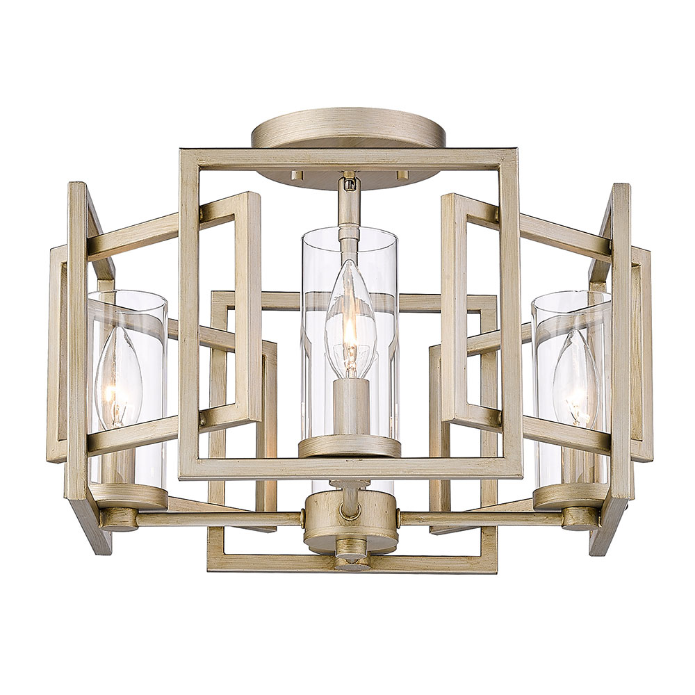 Golden Lighting 6068FM WG Marco Contemporary White Gold Ceiling Light Fixture GOL6068FMWG