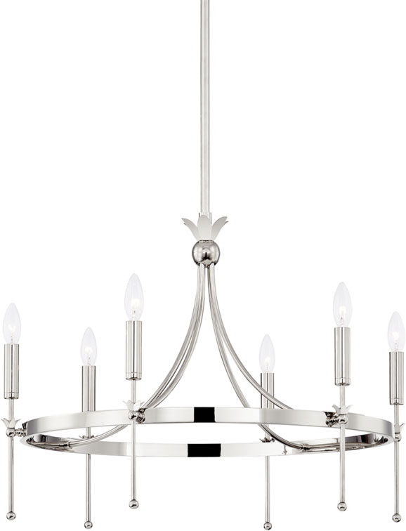 Hudson Valley 4327PN Gates Polished Nickel 27" Hanging Chandelier HUD4327PN