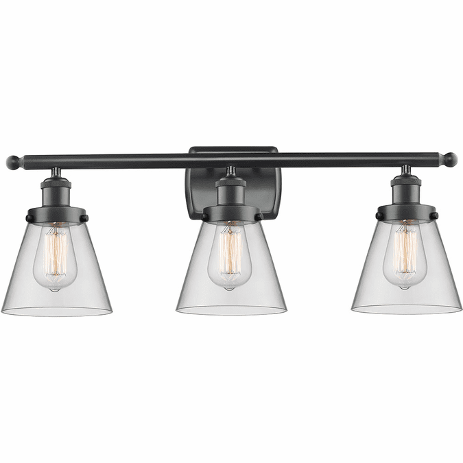 Innovations 916-3W-BK-G62 Ballston Small Cone Modern Matte Black 3-Light Bathroom Lighting Fixture