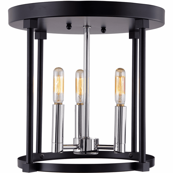 JVI Designs 306415 Roxhill Polished Nickel and Black Ceiling Light JVI306415