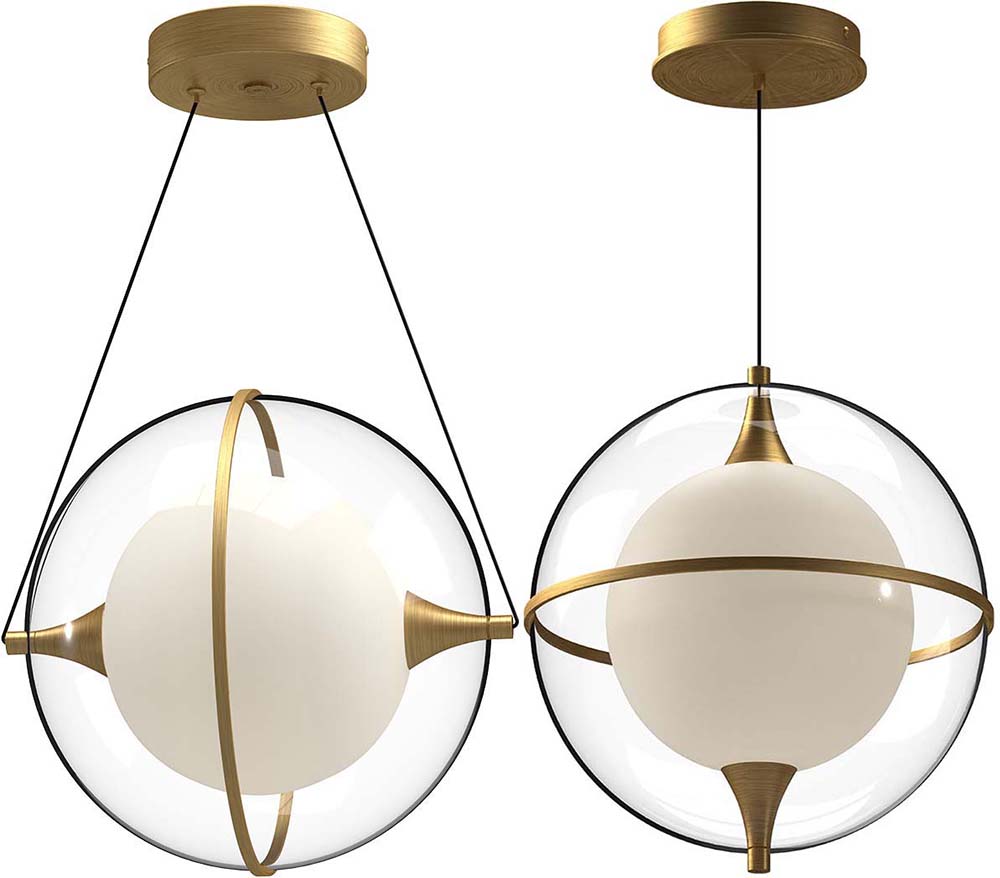 Kuzco PD76712BG Aries Modern Brushed Gold LED 12" Hanging Pendant Light KUZPD76712BG