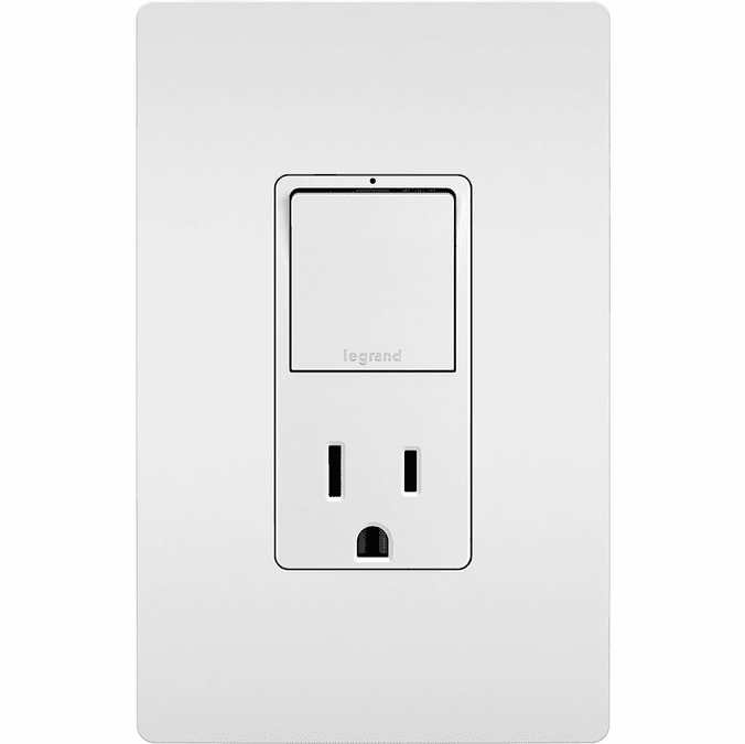 Legrand Radiant RCD38TRW Modern White SinglePole 3Way Switch & TamperResistant Single Outlet