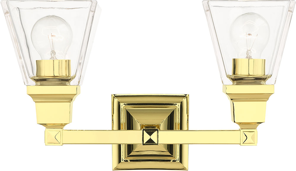 Livex 1717202 Mission Polished Brass 2Light Bathroom Lighting Fixture