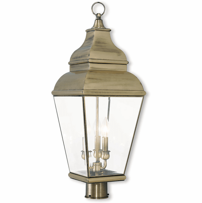 Livex 259401 Exeter Antique Brass Lamp Post Light Fixture LVX259401
