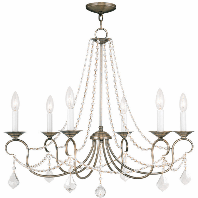 Livex 651601 Pennington Traditional Antique Brass Hanging Chandelier