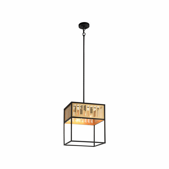 Matteo C67704MB Goldenguild Modern Matte Black and Brushed Gold Drop Ceiling Light Fixture