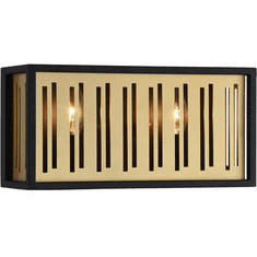 Matteo W67702MB Goldenguild Modern Matte Black and Brushed Gold 9" Bath Light Fixture