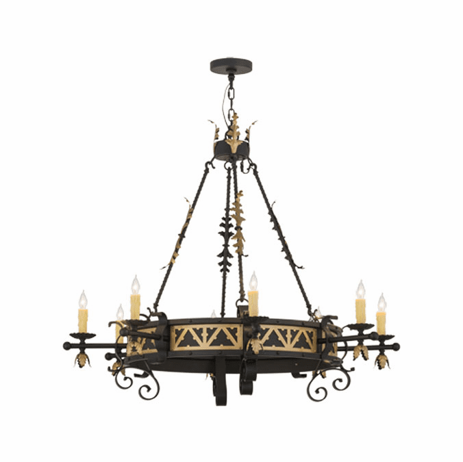 Meyda Custom 135122 Filomena Blackwash / Gold Accent Chandelier Light