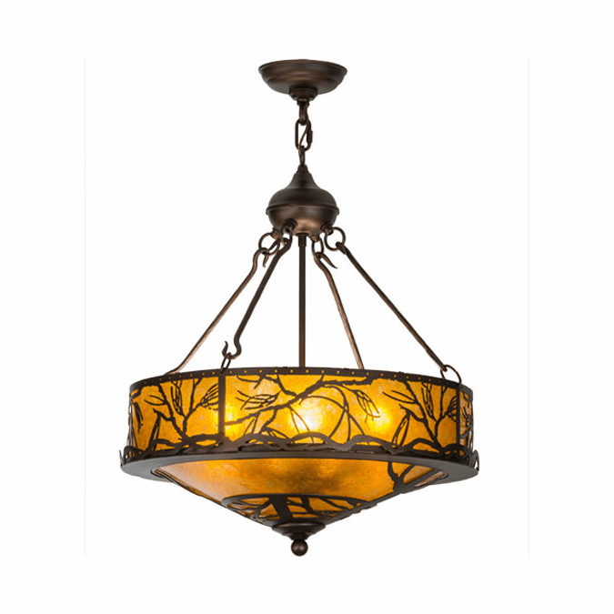 Meyda Custom 154443 Branches Rustic Mahogany Bronze / Amber Mica Drop