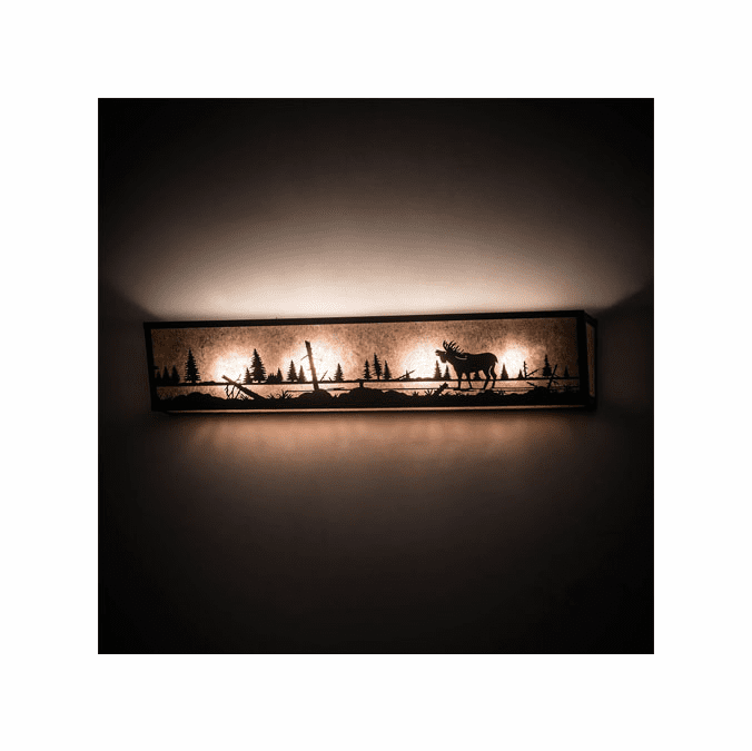 Meyda Custom 198074 Moose at Lake Rustic Craftsman Brown Bath Light