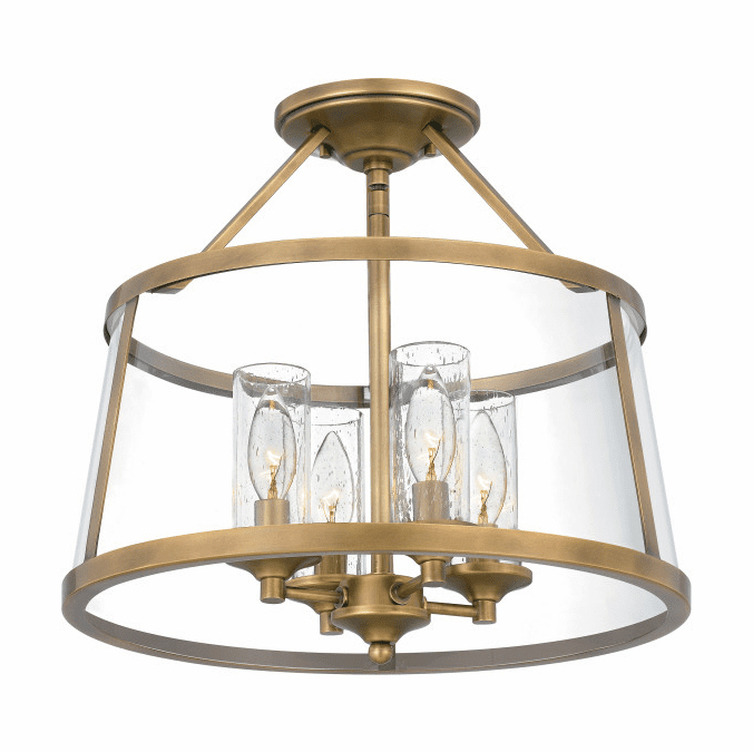 Quoizel BAW1716WS Barlow Modern Weathered Brass Flush Ceiling Light Fixture QUOBAW1716WS
