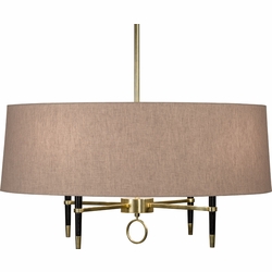 Robert Abbey 685 Jonathan Adler Ventana Contemporary Ebony Wood with Antique Natural Brass Drum Drop Lighting