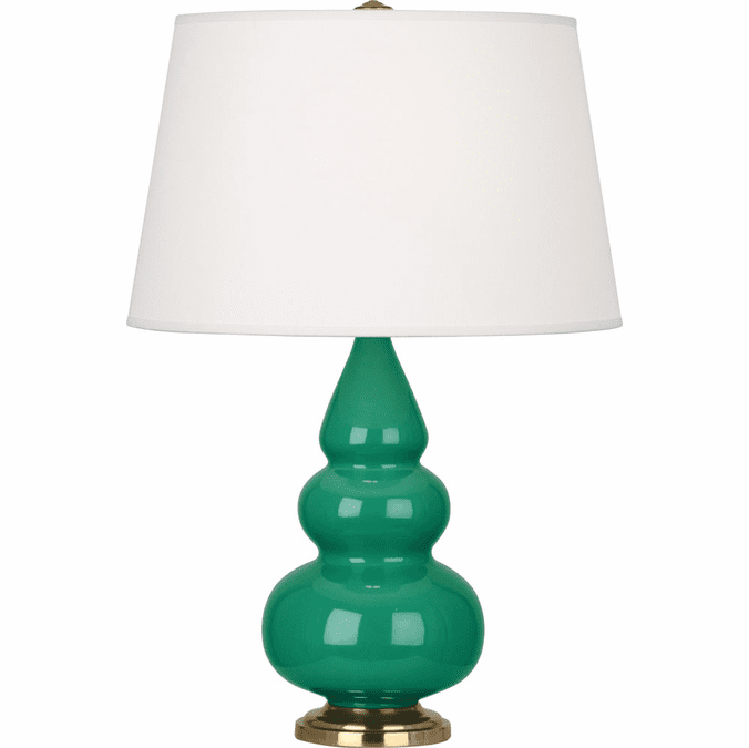 Robert Abbey EG30X Triple Gourd Emerald Green Glazed Ceramic with Antique Brass 24" Table Light