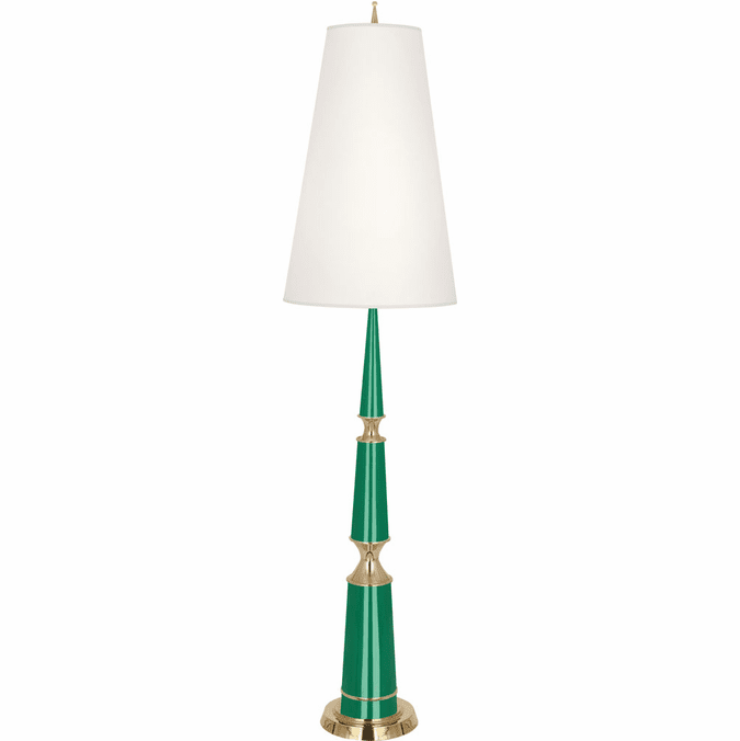 Robert Abbey G902X Jonathan Adler Versailles Modern Emerald Lacquered Paint with Brass Floor Lamp