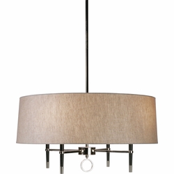 Robert Abbey PN685 Jonathan Adler Ventana Contemporary Ebony Wood with Polished Nickel Drum Pendant Light Fixture