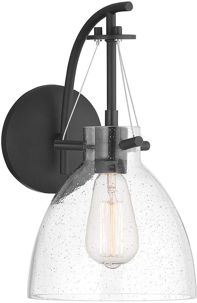 Savoy House 97005189 Foster Matte Black 24" Drum Wall Sconce