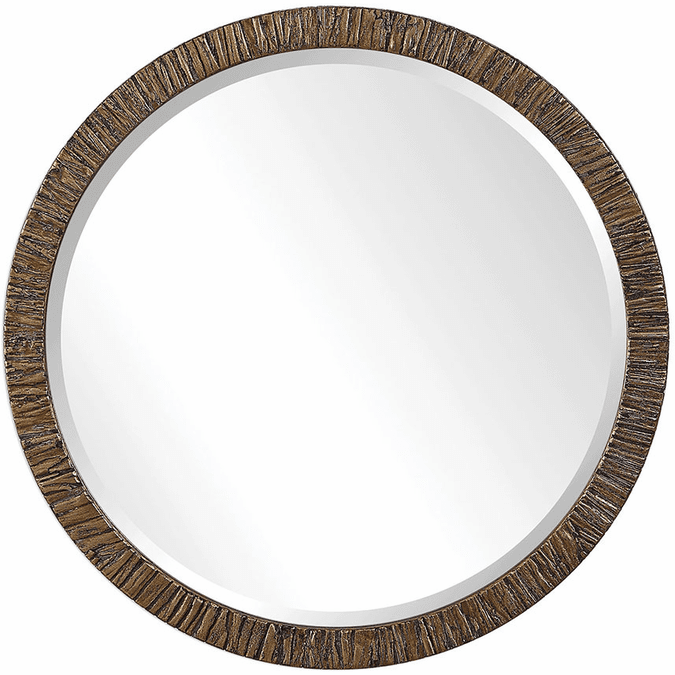 Uttermost 09459 Wayde Heavily Distressed Antiqued Metallic Gold Leaf Wall Mirror