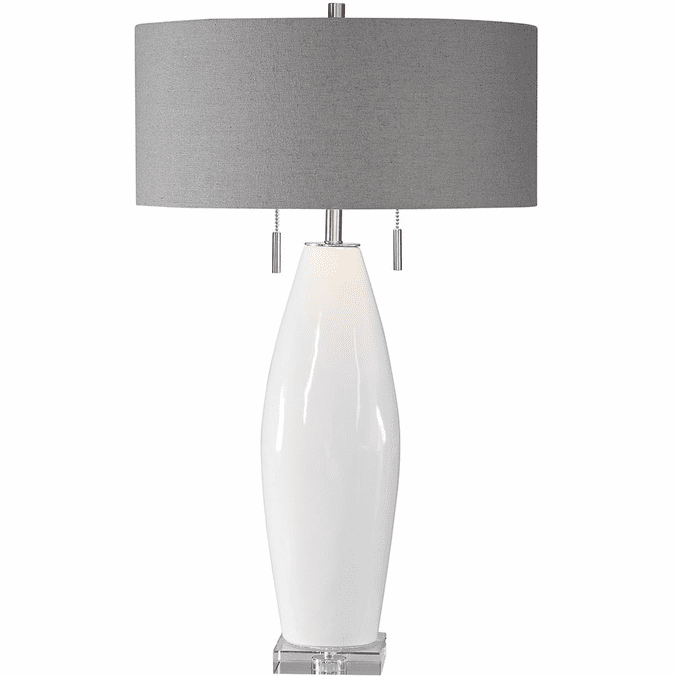 Uttermost 26409 Laurie White / Brushed Nickel Plated Table Light UTT26409