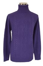 4-ply Men's Turtleneck Cashmere Sweater Cable Knit (Purple) 4-ply Men's Turtleneck Cashmere Sweater Cable Knit (Purple)
