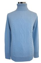 4-ply Men's Turtleneck Cashmere Sweater Cable Knit (Sky Blue) 4-ply Men's Turtleneck Cashmere Sweater Cable Knit (Sky Blue)