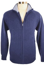 4 Ply Men's Cardigan Cashmere Sweater (Grey Marine) 4 Ply Men's Cardigan Cashmere Sweater (Grey Marine)