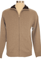 4 Ply Men's Cardigan Cashmere Sweater with zipper, 2-tone (Dark Camel) 4 Ply Men's Cardigan Cashmere Sweater with zipper, 2-tone (Dark Camel)