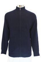 4 Ply Men's Cardigan Sweater, Zip Closure, Two Zip Pockets, Single Color (Navy) 4 Ply Men's Cardigan Sweater, Zip Closure, Two Zip Pockets, Single Color (Navy)