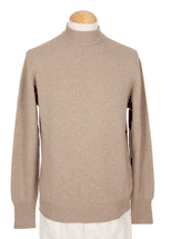 4 Ply Men's Mock Turtleneck Cashmere Sweater (Beige) 4 Ply Men's Mock Turtleneck Cashmere Sweater (Beige)