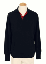 <font color=red>4 Ply</font> Men's Polo Cashmere Sweater Two-tone (Black) <font color=red>4 Ply</font> Men's Polo Cashmere Sweater Two-tone (Black)