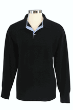 4-ply Men's Polo Cashmere Sweater two-tone (Black) 4-ply Men's Polo Cashmere Sweater two-tone (Black)