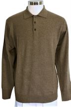 4-ply Men's Polo Cashmere Sweater with 3-button (Dark Camel) 4-ply Men's Polo Cashmere Sweater with 3-button (Dark Camel)