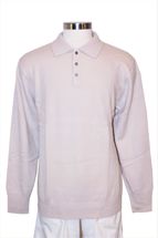4-ply Men's Polo Cashmere Sweater with 3-button (Ivory) 4-ply Men's Polo Cashmere Sweater with 3-button (Ivory)