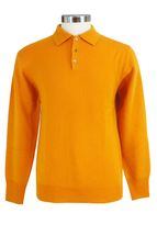 4-ply Men's Polo Cashmere Sweater with 3-button (Orange) 4-ply Men's Polo Cashmere Sweater with 3-button (Orange)