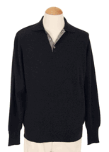 <font color=red>4 Ply</font> Men's Polo Cashmere Sweater with Two-tone (Charcoal Grey) <font color=red>4 Ply</font> Men's Polo Cashmere Sweater with Two-tone (Charcoal Grey)