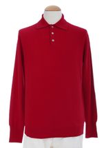 4 Ply Men's Polo Cashmere Sweater, 3-button (Dark Red) 4 Ply Men's Polo Cashmere Sweater, 3-button (Dark Red)