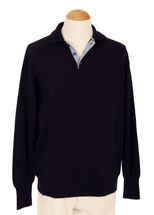 4 Ply Men's Polo Cashmere Sweater with Two-tone (Navy) 4 Ply Men's Polo Cashmere Sweater with Two-tone (Navy)