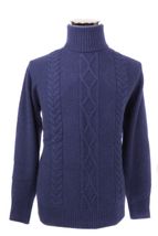 4-ply Men's Turtleneck Cashmere Sweater Cable Knit (Grey marine) 4-ply Men's Turtleneck Cashmere Sweater Cable Knit (Grey marine)