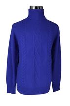 4-ply Men's Turtleneck Cashmere Sweater Cable Knit (Royal Blue) 4-ply Men's Turtleneck Cashmere Sweater Cable Knit (Royal Blue)