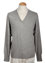 4 Ply Men's V-Neck Cashmere Sweater (Light Grey) 4 Ply Men's V-Neck Cashmere Sweater (Light Grey)