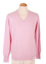 4-ply Men's V-neck Cashmere Sweater (Pink) 4-ply Men's V-neck Cashmere Sweater (Pink)