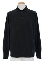4 Ply Mens Polo Cashmere Sweater (Solid Color, Charcoal Grey) 4 Ply Mens Polo Cashmere Sweater (Solid Color, Charcoal Grey)