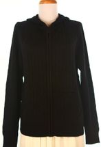 4 Ply Women's Cashmere Jacket with Hoody (Cable Knit, Black) 4 Ply Women's Cashmere Jacket with Hoody (Cable Knit, Black)