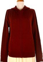 4 Ply Women's Cashmere Jacket with Hoody (Cable Knit, Burgundy) 4 Ply Women's Cashmere Jacket with Hoody (Cable Knit, Burgundy)